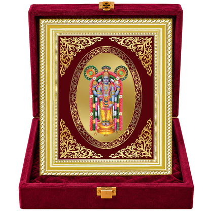24K Gold-Plated Lord Guruvayurappan Frame | Premium Gift Box | 26x20 CM