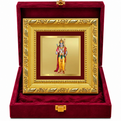 24K Gold-Plated Lord Ram Frame | Premium Gift Box | 10x10 CM