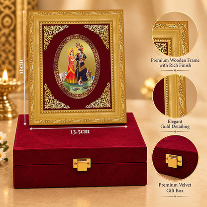 24K Gold-Plated Radha Krishna with Cow Frame | Premium Gift Box | 16x13.5 CM
