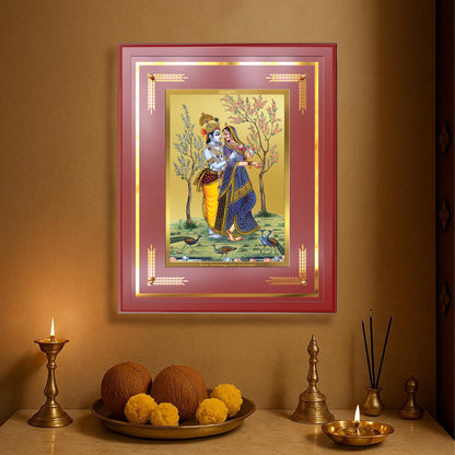 Radha Krishna | Divine Love Eternal Wall Mount Photo Frame in 24K Gold Plated Foil