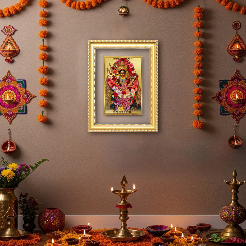 Diviniti 24K Gold Plated Katyayani Mata (Classic) Divine Wall Frame for Home Mandir & Office Decor | Luxury Spiritual Gift