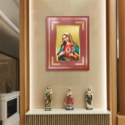 Mother Mary | Blessed Virgin Wall Mount Photo Frame in 24K Gold Plated Foil