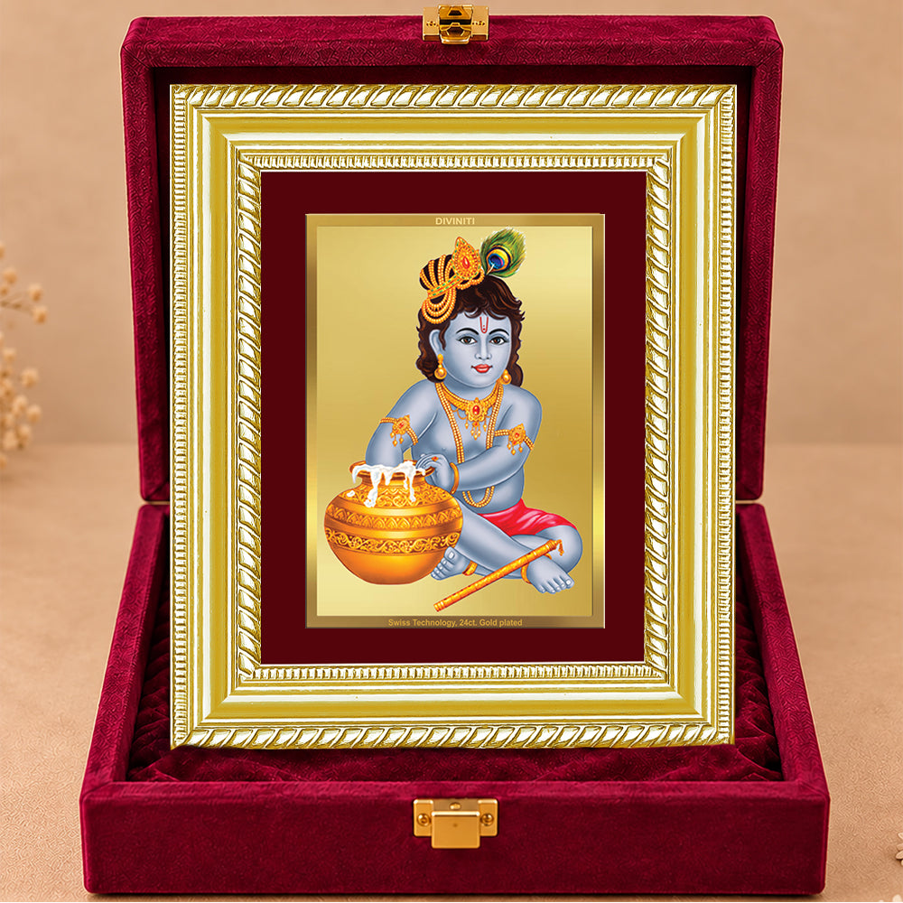 24K Gold-Plated Bal Gopal Frame | Premium Gift Box | 21.5x17.5 CM