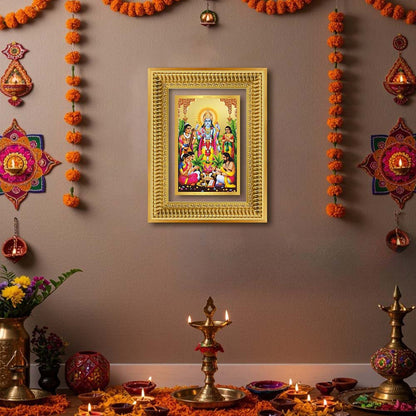 Diviniti 24K Gold Plated Satyanarayan (Classic) Divine Wall Frame for Home Mandir & Office Decor | Luxury Spiritual Gift
