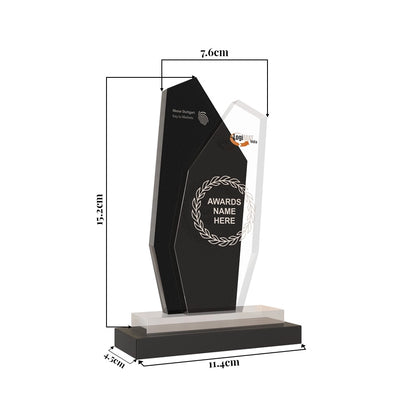 Luxury Crystal Plaque Geometric Black & Clear Personalized Trophy for Milestones and Leadership Honors