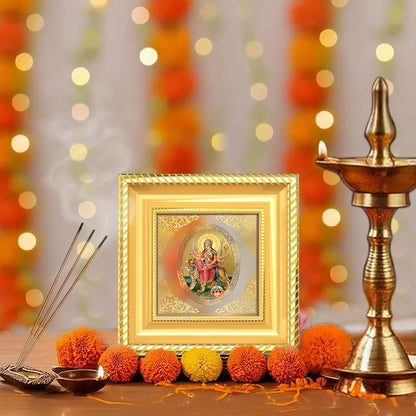 Goddess Durga | Divine Maa Durga Royal Tabletop Photo Frame in 24K Gold Plated Foil