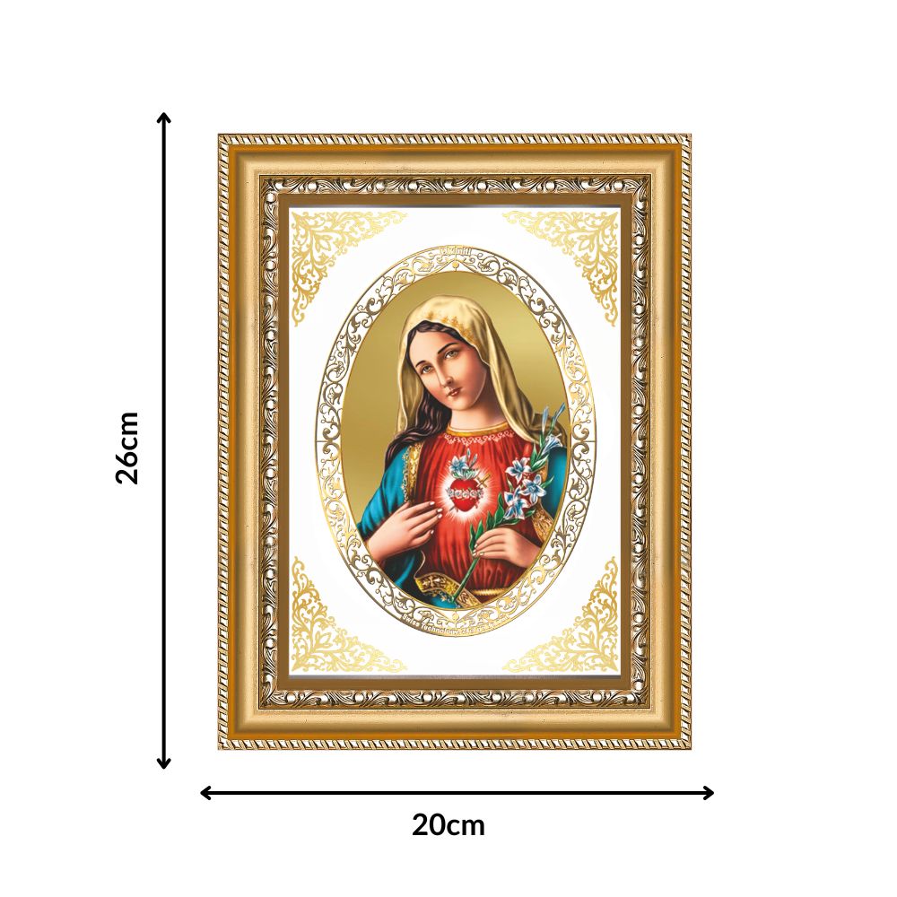 Mother Mary | Christian Divine Wall & Tabletop Royal Photo Frame in 24K Gold Plated Foil
