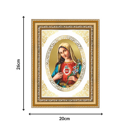 Mother Mary | Christian Divine Wall & Tabletop Royal Photo Frame in 24K Gold Plated Foil