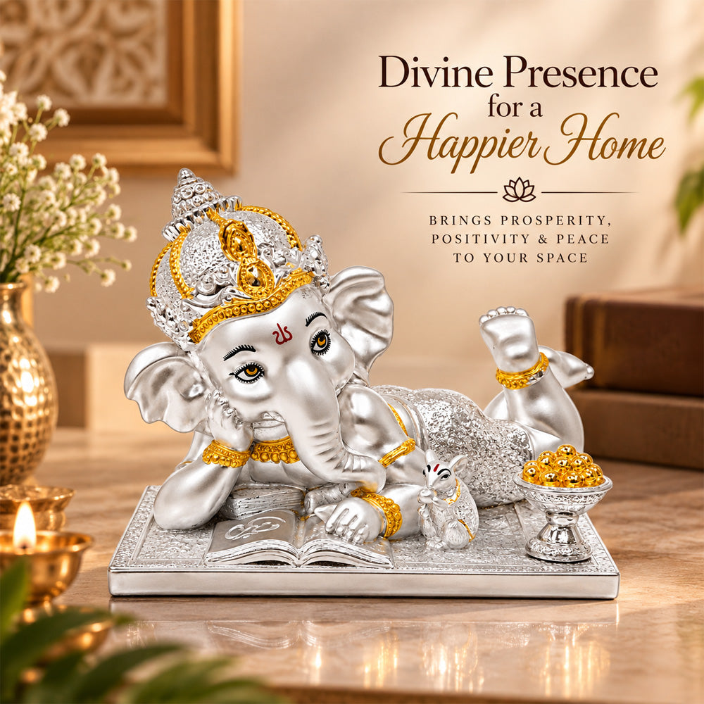 999 Silver-Plated Dual-Tone Bal Ganesha Idol | Premium Gift Box | 12x14 CM