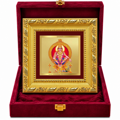 24K Gold-Plated Lord Ayyappan Frame | Premium Gift Box | 10x10 CM