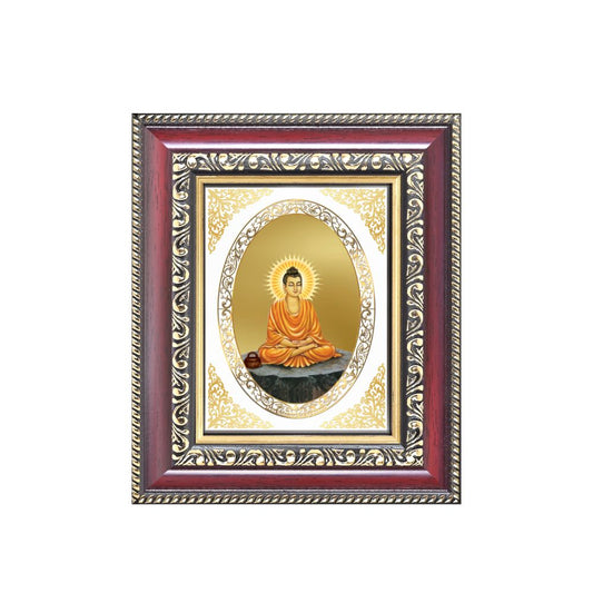 Lord Buddha Divine Peace & Enlightenment Sacred Spiritual Royal Tabletop Frame in 24K Gold Plated Foil