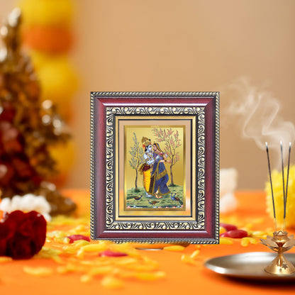 Diviniti 24K Gold Plated Radha Krishna (Classic) Divine Table Top Frame for Home Mandir & Office Decor | Luxury Spiritual Gift