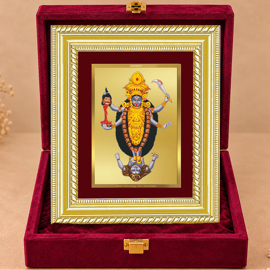 24K Gold-Plated Maa Kali Frame | Premium Gift Box | 21.5x17.5 CM