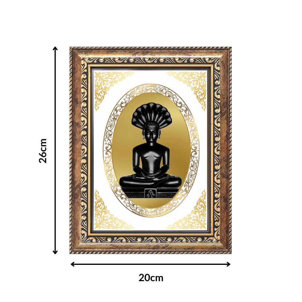 Lord Parshvanath Divine Jain Tirthankara Sacred Protection & Liberation Royal Tabletop Frame in 24K Gold Plated Foil