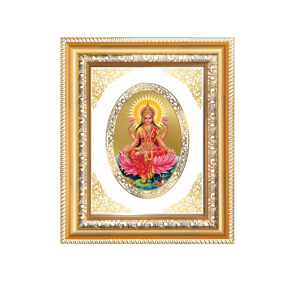 Goddess Lakshmi Divine Wealth & Abundance Sacred Royal Tabletop Frame in 24K Gold Plated Foil