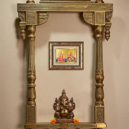 Diviniti 24K Gold Plated Lakshmi Ganesha (Classic) Divine Wall and Table Top Frame for Home Mandir & Office Decor | Luxury Spiritual Gift