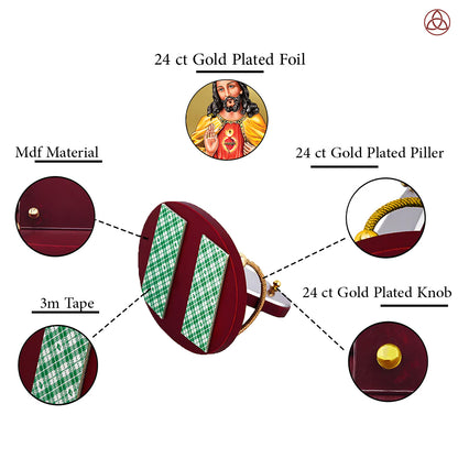 Jesus Christ | Divine Sacred Heart 24K Gold Plated Photo Frame for Car Dashboard, Home Décor & Tabletop | Blessings of Love, Faith & Protection