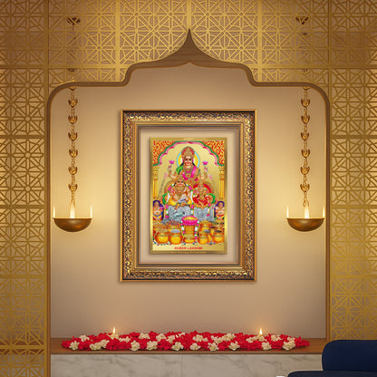 Lakshmi Kuber | Divine Wealth Duo Wall Mount Photo Frame in 24K Gold Plated Foil