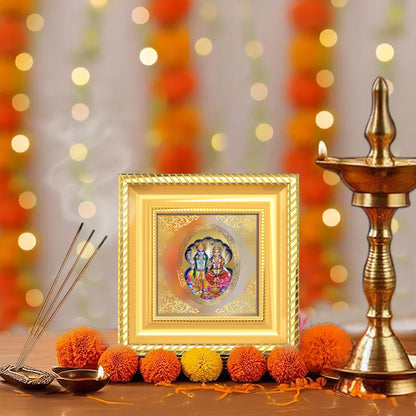 Vishnu Lakshmi | Divine Sacred Couple Royal Tabletop Photo Frame in 24K Gold Plated Foil
