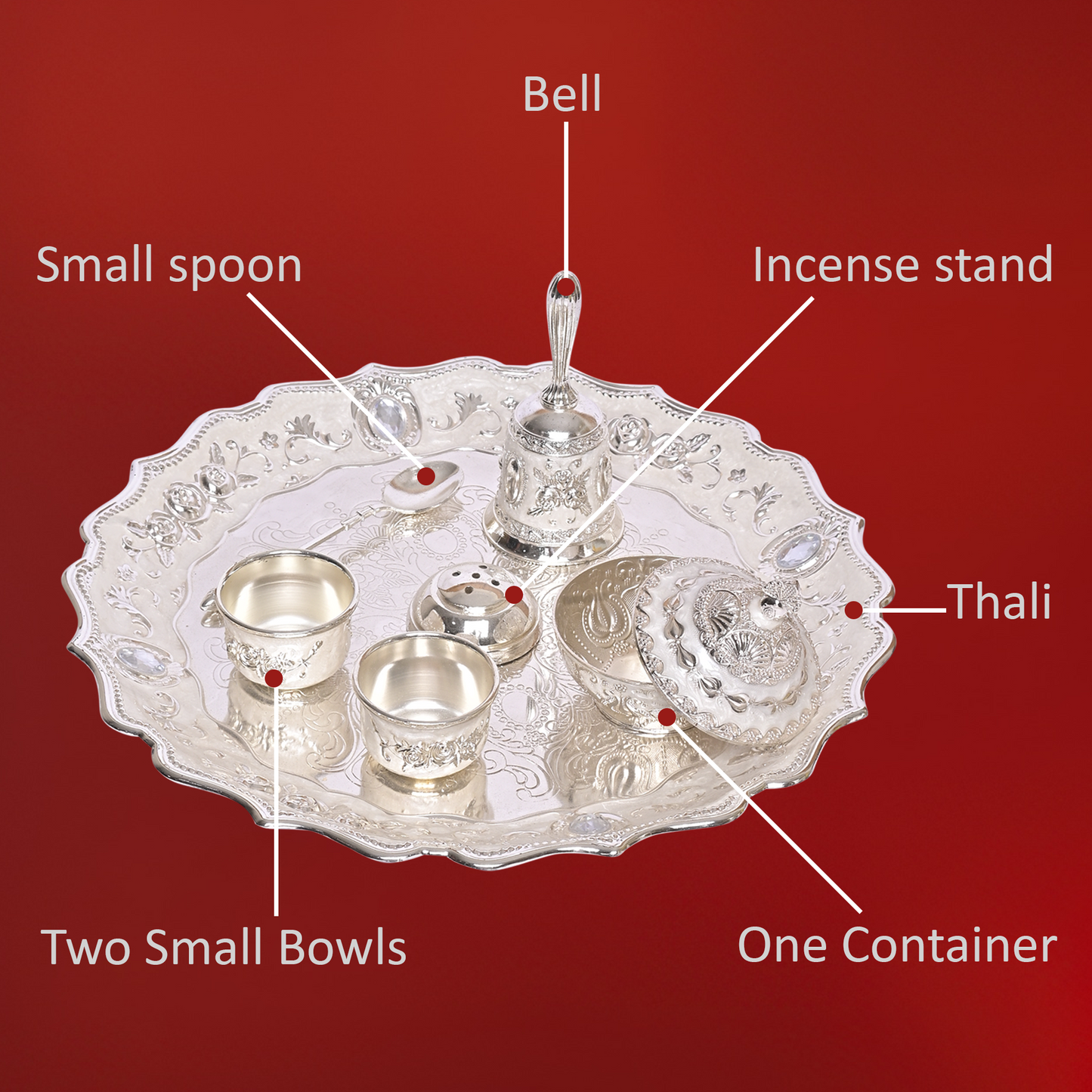 DIVINITI Designer Puja Thali Kit Celebrate Rituals with Elegance, Fusion of Art and Devotion for Home Office Décor, Pooja Room Samagri  Diwali GIft