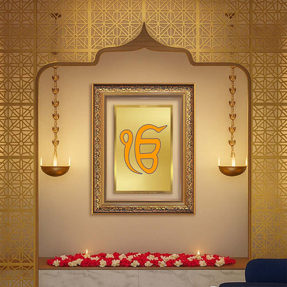 Diviniti 24K Gold Plated Ik Omkar (Classic) Divine Wall Frame for Home Mandir & Office Decor | Luxury Spiritual Gift