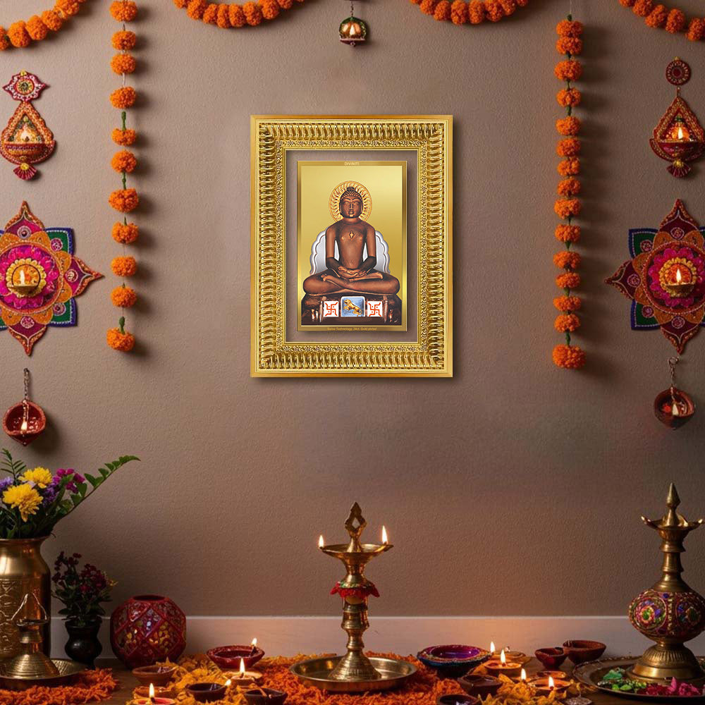 Diviniti 24K Gold Plated Mahavir (Classic) Divine Wall Frame for Home Mandir & Office Decor | Luxury Spiritual Gift
