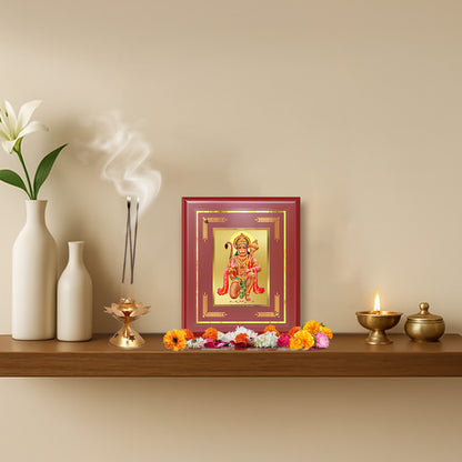Diviniti 24K Gold Plated Hanuman Blessing Wall & Tabletop Photo Frame | Protection, Strength & Divine Grace