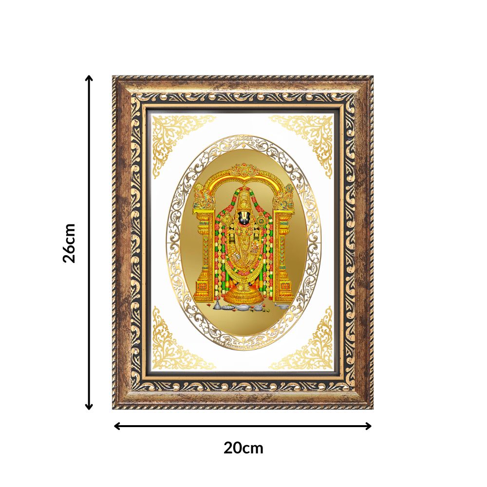 Tirupati Balaji (Lord Venkateswara) Divine Sacred Prosperity & Blessings Royal Tabletop Frame in 24K Gold Plated Foil