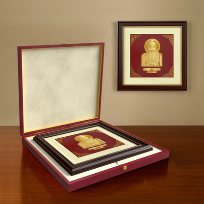 Guru Nanak Dev Ji | Divine Spiritual Master Gold on Gold Wall Hanging Frame in 24K Gold Plated Foil
