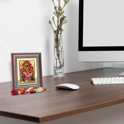 Diviniti 24K Gold Plated Katyayani Mata (Classic) Divine Wall and Table Top Frame for Home Mandir & Office Decor | Luxury Spiritual Gift
