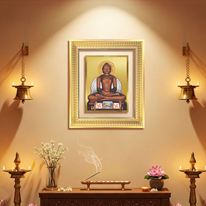 Diviniti 24K Gold Plated Mahavir (Classic) Divine Wall Frame for Home Mandir & Office Decor | Luxury Spiritual Gift