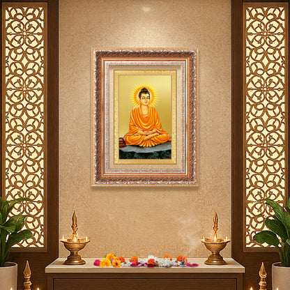 Lord Buddha |  Gautam Buddha | Wall Photo Frame in 24K Gold Plated Foil