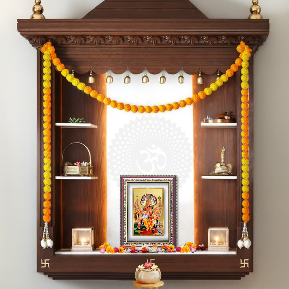 Diviniti 24K Gold Plated Narasimha (Classic) Divine Wall Frame for Home Mandir & Office Decor | Luxury Spiritual Gift