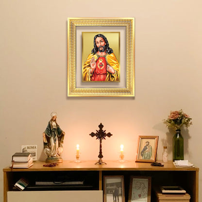 Diviniti 24K Gold Plated Jesus Christ (Classic) Divine Wall Frame for Home Mandir & Office Decor | Luxury Spiritual Gift