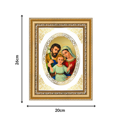 Holy Family (Jesus, Mary & Joseph) | Christian Wall & Tabletop Royal Photo Frame in 24K Gold Plated Foil