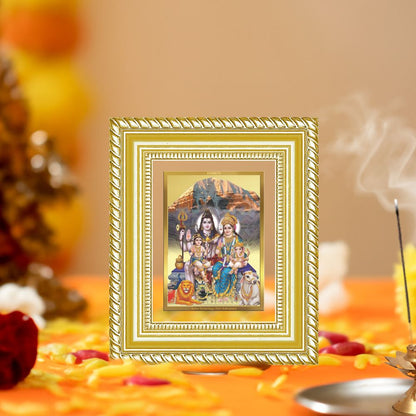 Diviniti 24K Gold Plated Shiv Parivar Divine Table Top Frame for Home Mandir & Office Decor | Luxury Spiritual Gift