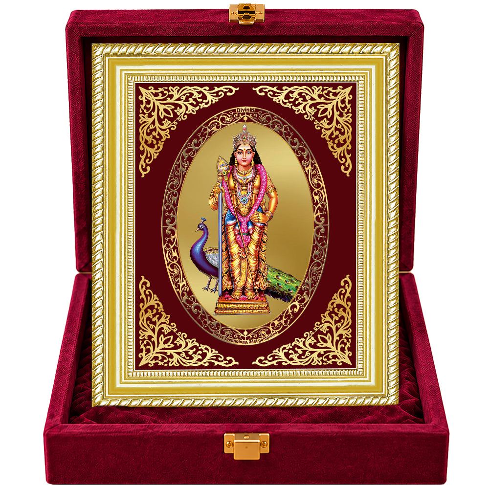 24K Gold-Plated Lord Murugan Frame | Premium Gift Box | 26 x 20 CM