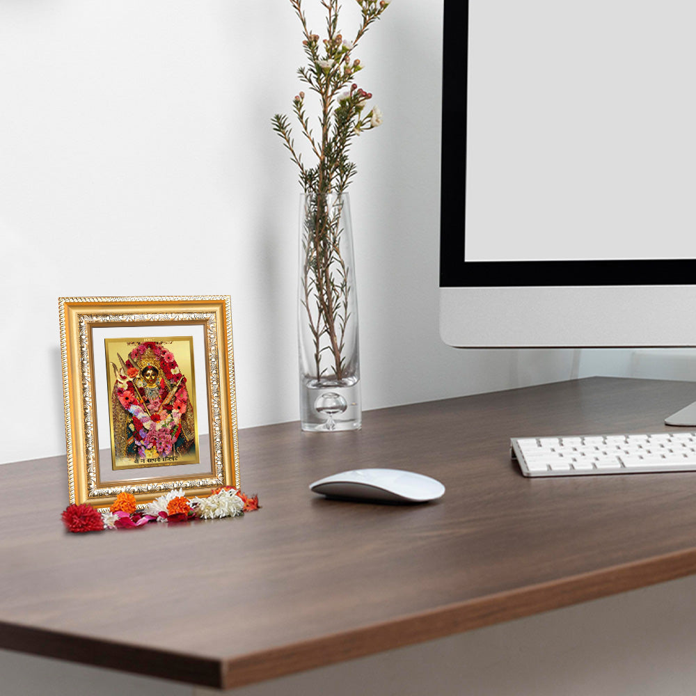 Diviniti 24K Gold Plated Katyayani Mata (Classic) Divine Wall and Table Top Frame for Home Mandir & Office Decor | Luxury Spiritual Gift