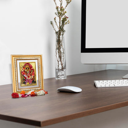 Diviniti 24K Gold Plated Katyayani Mata (Classic) Divine Wall and Table Top Frame for Home Mandir & Office Decor | Luxury Spiritual Gift