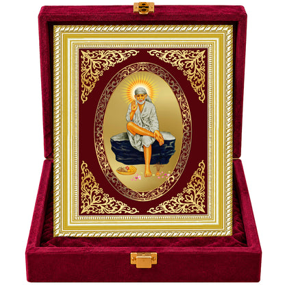 24K Gold-Plated Sai Baba Frame | Premium Gift Box | 26x20 CM