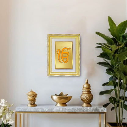 Diviniti 24K Gold Plated Ik Omkar (Classic) Divine Wall Frame for Home Mandir & Office Decor | Luxury Spiritual Gift