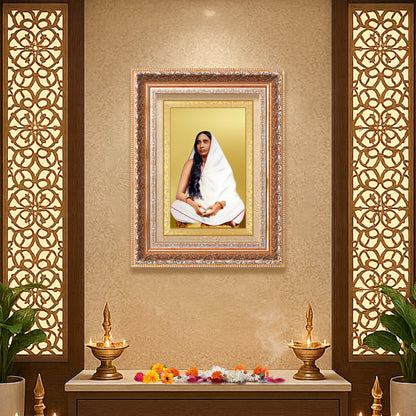Holy Mother Sarada Devi | Divine Consort of Sri Ramakrishna Wall Photo Frame in 24K Gold Plated Foil