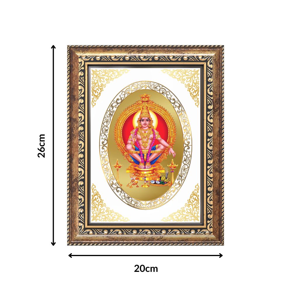 Lord Ayyappa | Divine Wall & Tabletop Royal Photo Frame in 24K Gold Plated Foil