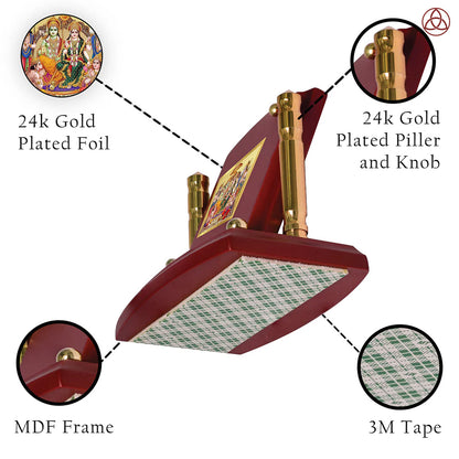 Ram Darbar | Divine Family of Lord Rama, Sita, Lakshman & Hanuman Car Dashboard Frame in 24K Gold Plated Foil
