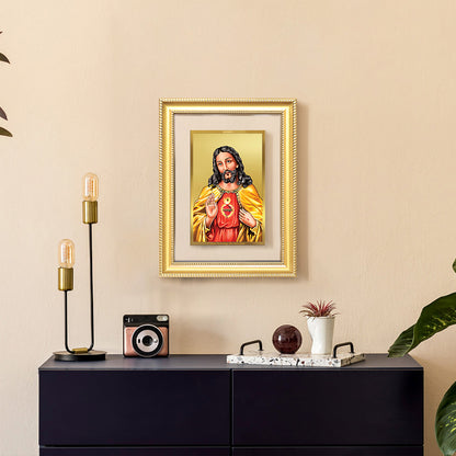 Diviniti 24K Gold Plated Jesus Christ (Classic) Divine Wall Frame for Home Mandir & Office Decor | Luxury Spiritual Gift