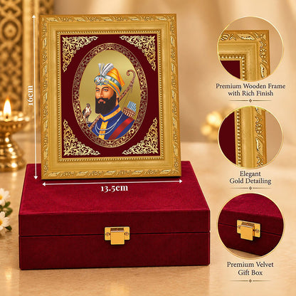24K Gold-Plated Guru Gobind Singh Ji BG Frame | Premium Gift Box | 16 X 13.5 CM