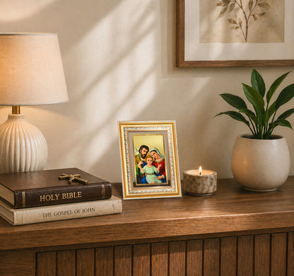 Diviniti 24K Gold Plated Holy Family (Classic) Divine Wall Frame for Home Mandir & Office Decor | Luxury Spiritual Gift