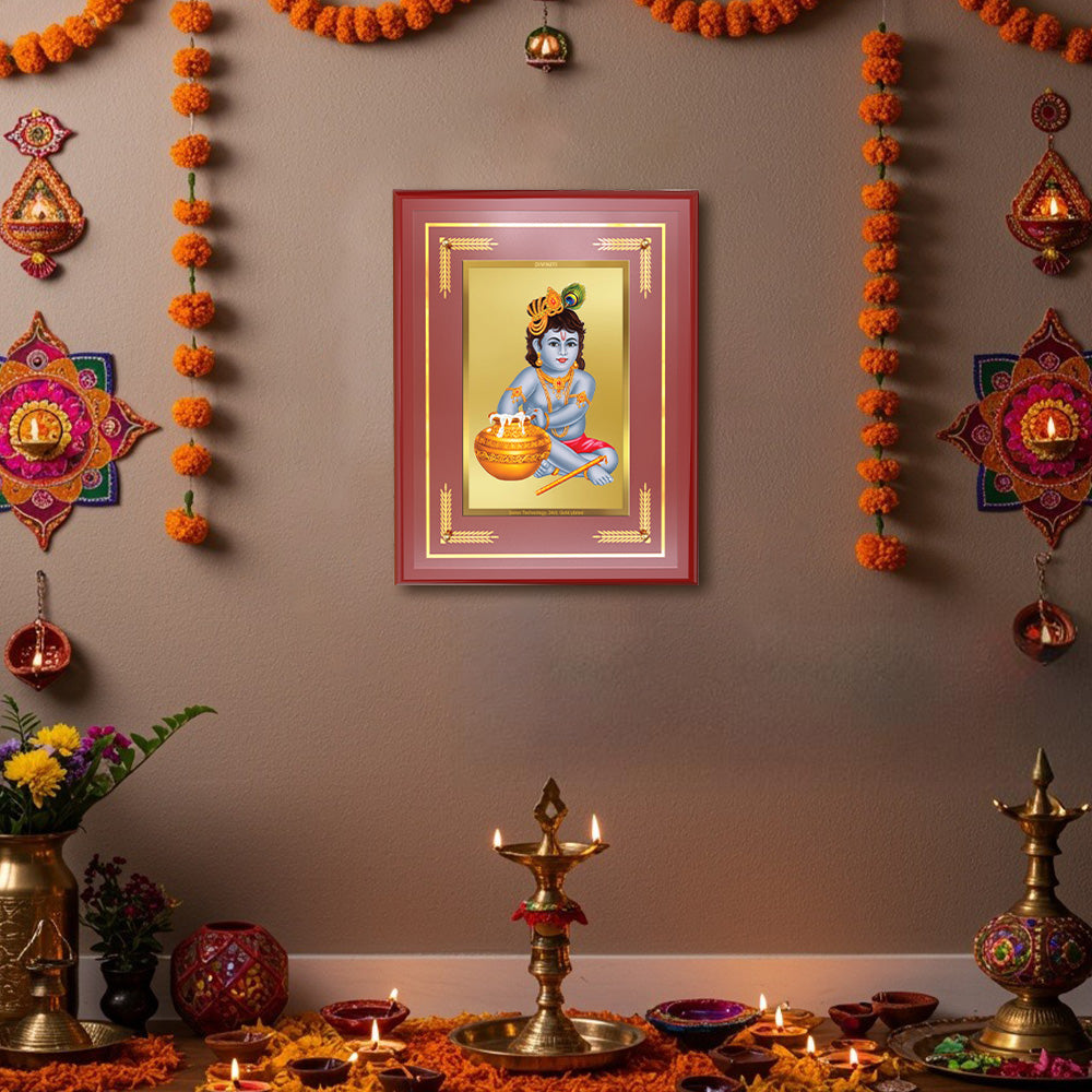 Diviniti 24K Gold Plated Bal Gopal Blessing Tabletop Photo Frame | Joy, Love & Divine Grace