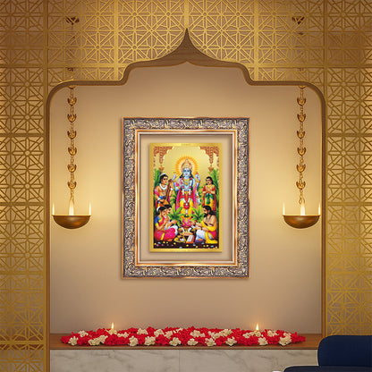 Diviniti 24K Gold Plated Satyanarayan (Classic) Divine Wall Frame for Home Mandir & Office Decor | Luxury Spiritual Gift