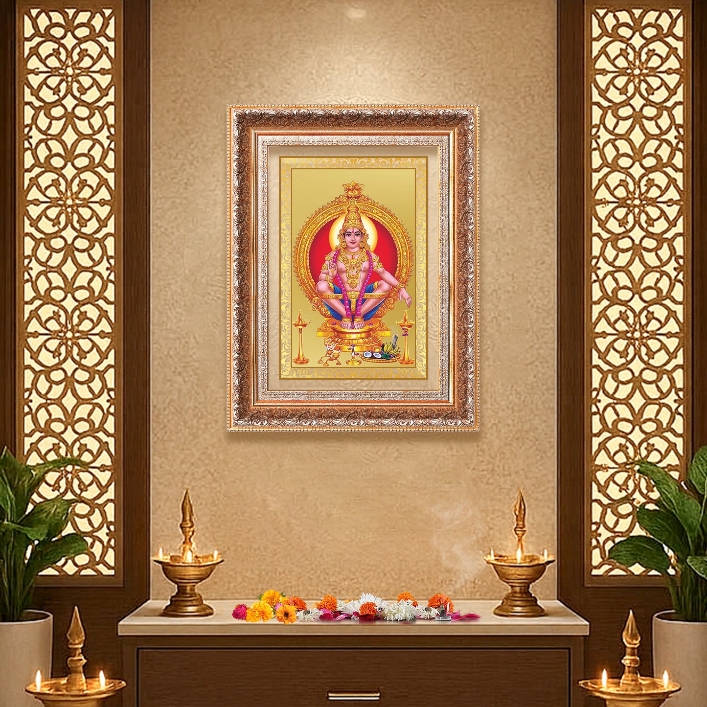 Lord Ayyappan | Hariharan for Wall Mount Photo Frame in 24K Gold Plated Foil